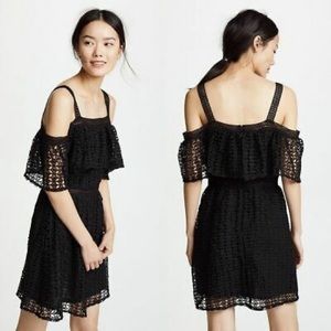 Jack by BB Dakota Altana Black Crochet Lace Dress off the shoulder Mini Straps